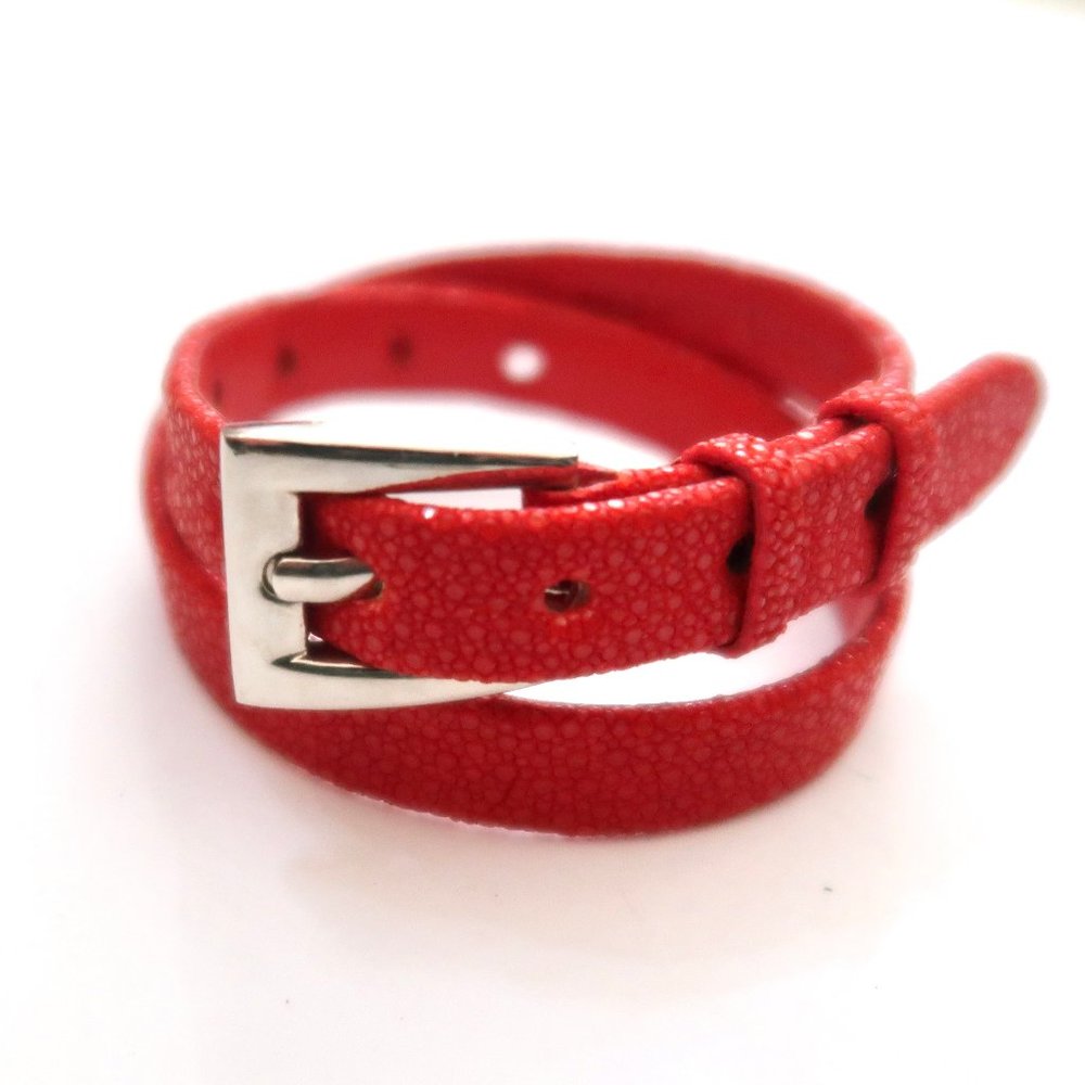 FERRACCIA ANN GARRET Stingray leather double wrap bracelet